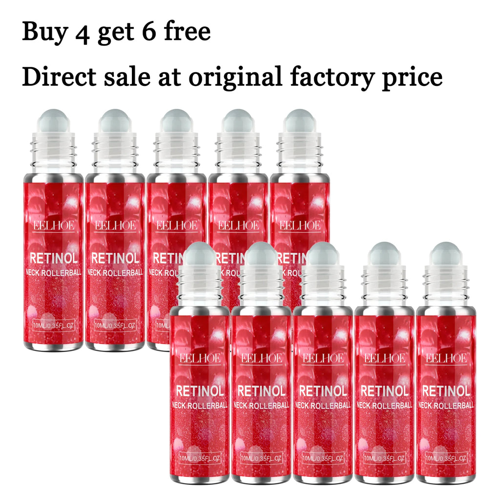 10ML Retinol Neck Serum Roller Daily Moisturizing Enhance Firmness Glowing Fade Fine Lines Smoothing Non-greasy Lifting Glowing Neck Care Serum Oasis Select 10 pcs United States