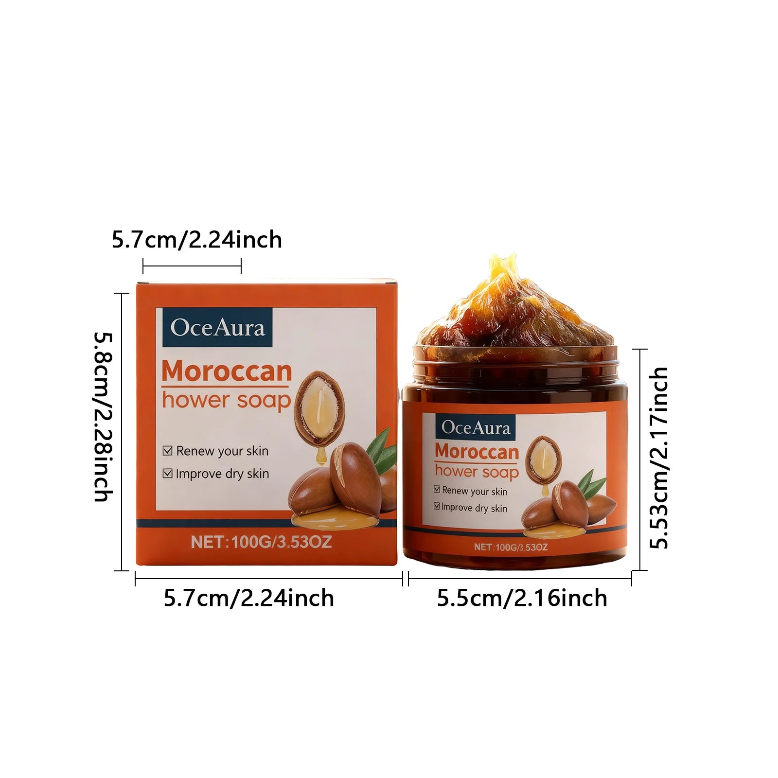 100G Moroccan Bathing Soap Gentle Cleaning Pore Deep Moisturizing Reduce Roughness Enhance Smoothness Softening Body Soap Cream Oasis Select