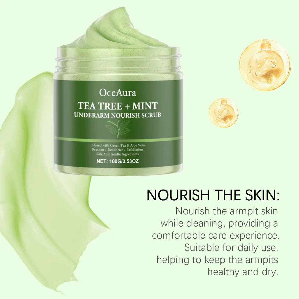 100G Tea Tree Body Scrub Cream Deep Cleaning Remove Dead Skin Enhance Smoothness Moisturizing Refreshing Body Exfoliating Cream Oasis Select