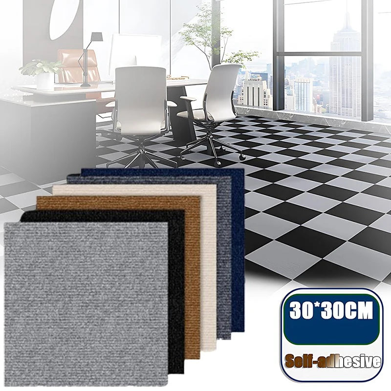 Multi-piece 30x30cm DIY Modern Rug Self-adhesive and Anti-slip Full Coverage Mat for Bedroom Study and Office - Cut to Size. Oasis Select