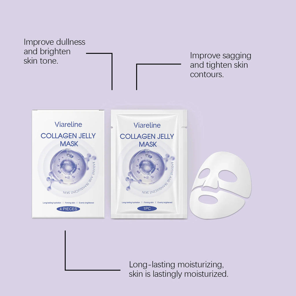 4 PCS Collagen Face Mask Deep Moisturizing & Nourishing Enhance Skin Elasticity Improve Dryness Softening Glow Face Jelly Mask Oasis Select