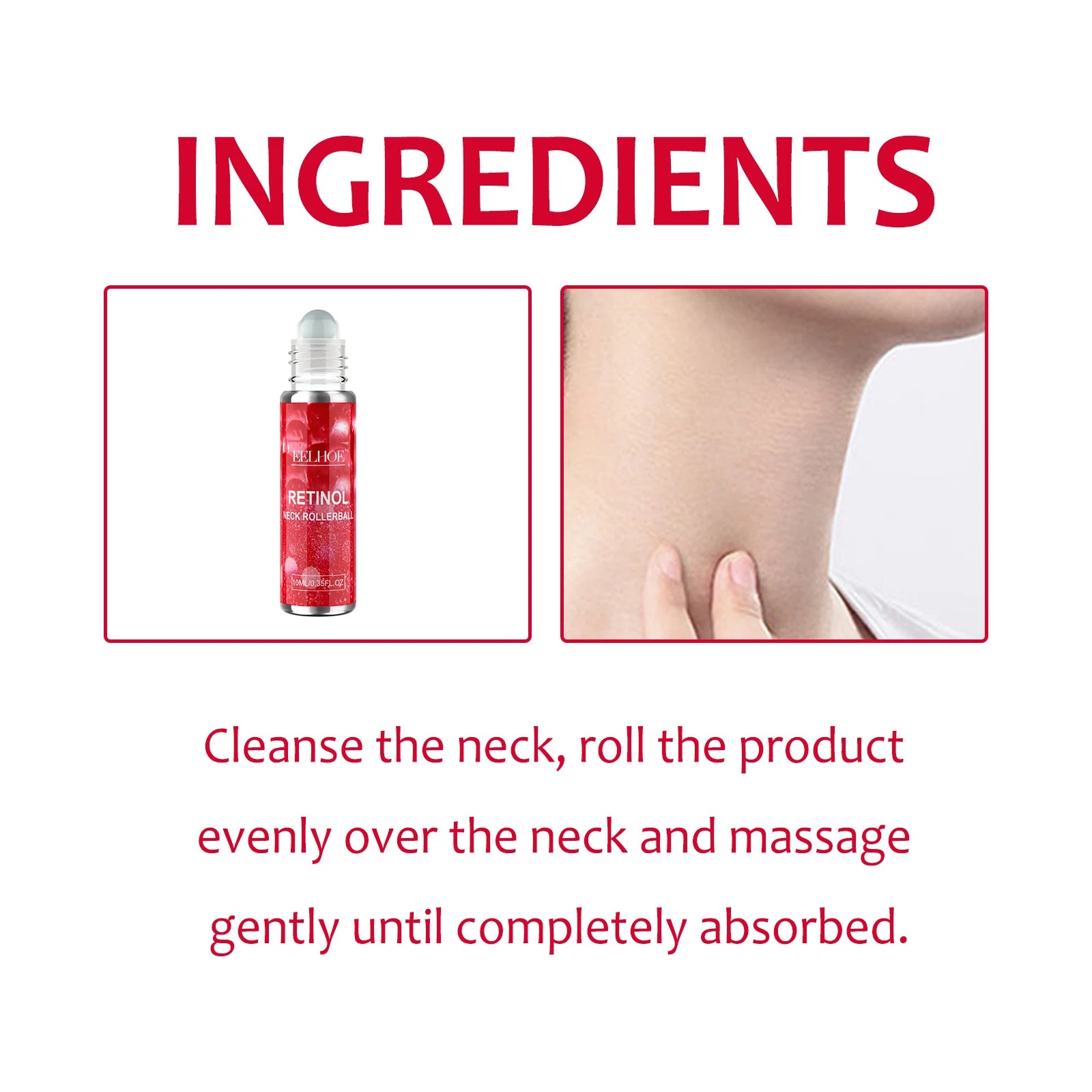 10ML Retinol Neck Serum Roller Daily Moisturizing Enhance Firmness Glowing Fade Fine Lines Smoothing Non-greasy Lifting Glowing Neck Care Serum Oasis Select
