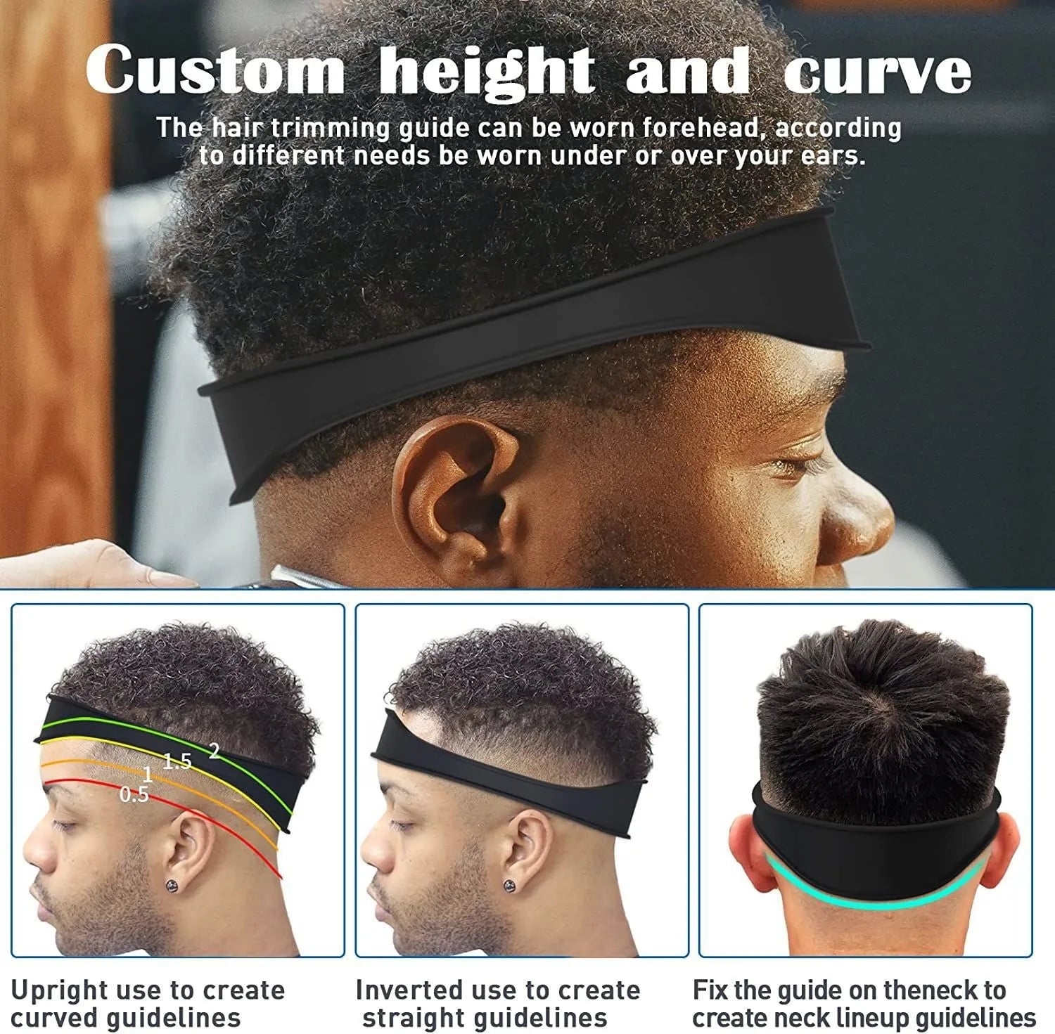 DIY Home Haircuts Curved Headband Silicone Neckline Shaving Template and Hair Cutting Guide Hair Styling Tool Oasis Select