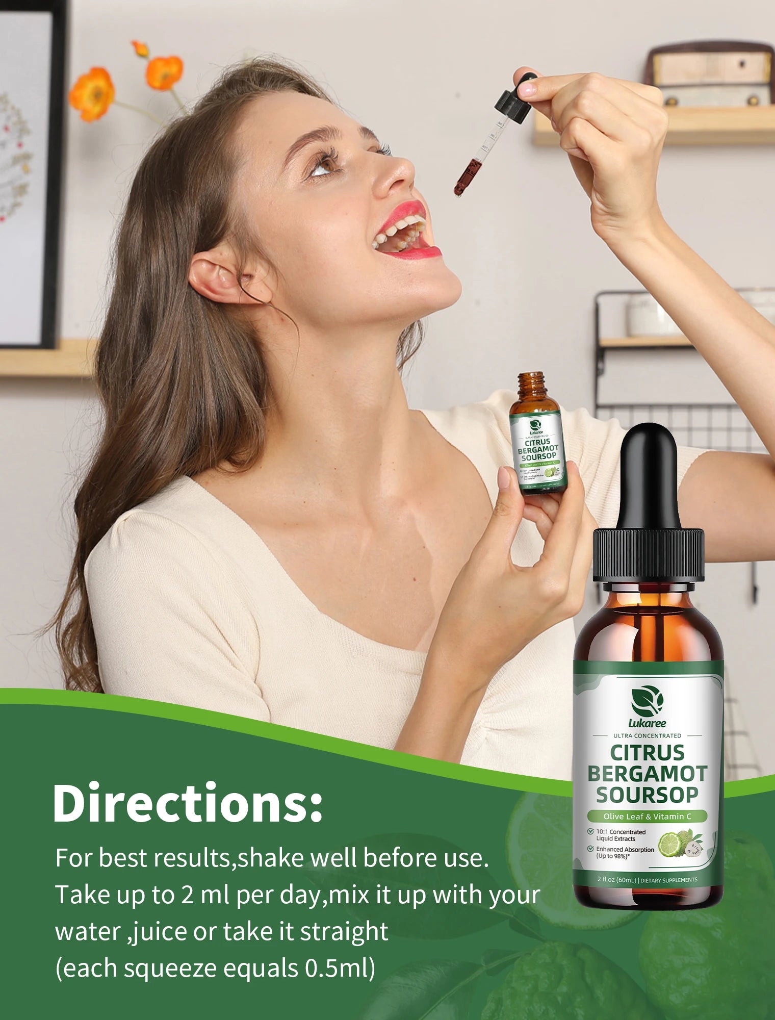 Citrus Bergamot Liquid Drops Natural Supplement with Soursop,Red Yeast Rice,Olive Leaf, High Absorption Support Overall Wellness Oasis Select