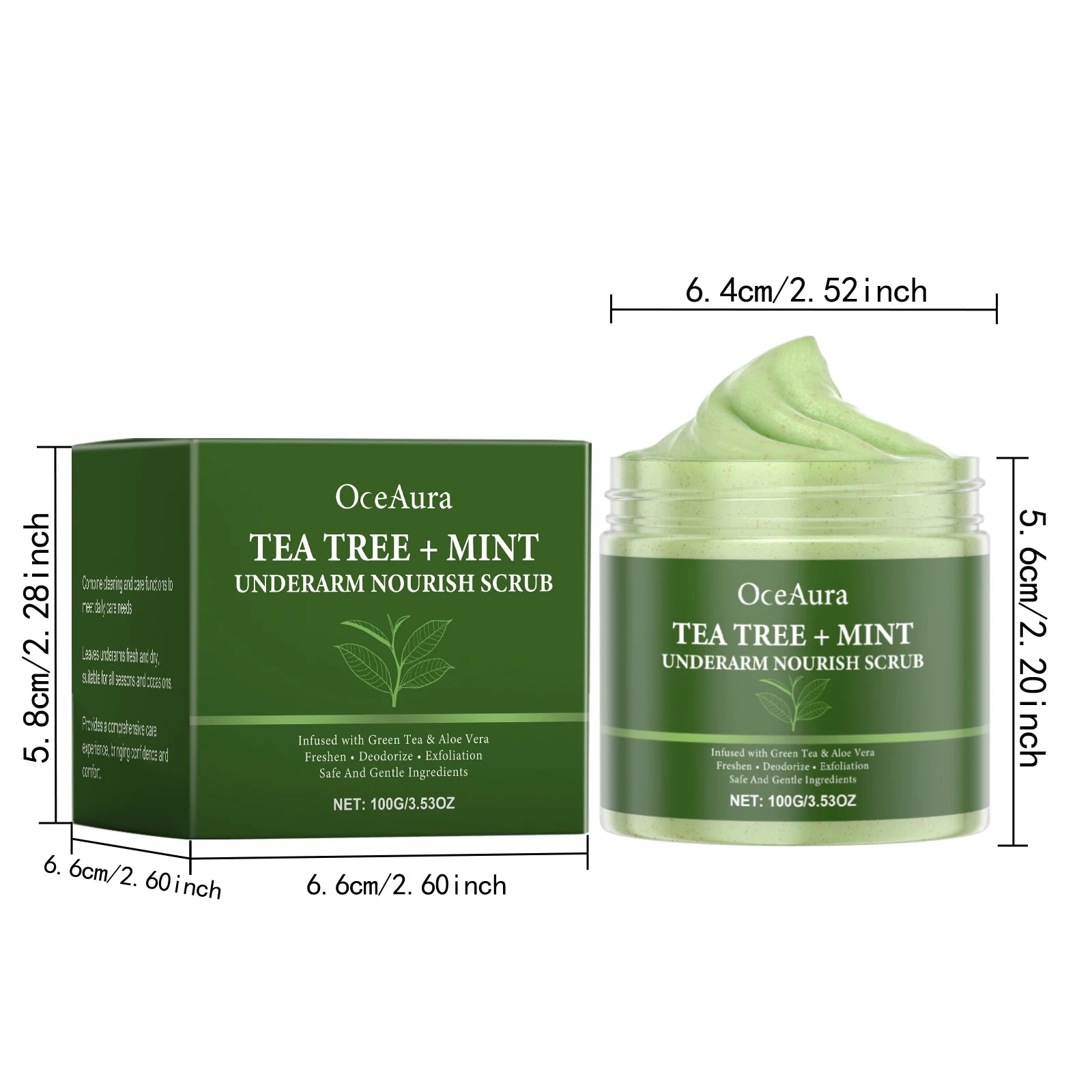 100G Tea Tree Body Scrub Cream Deep Cleaning Remove Dead Skin Enhance Smoothness Moisturizing Refreshing Body Exfoliating Cream Oasis Select
