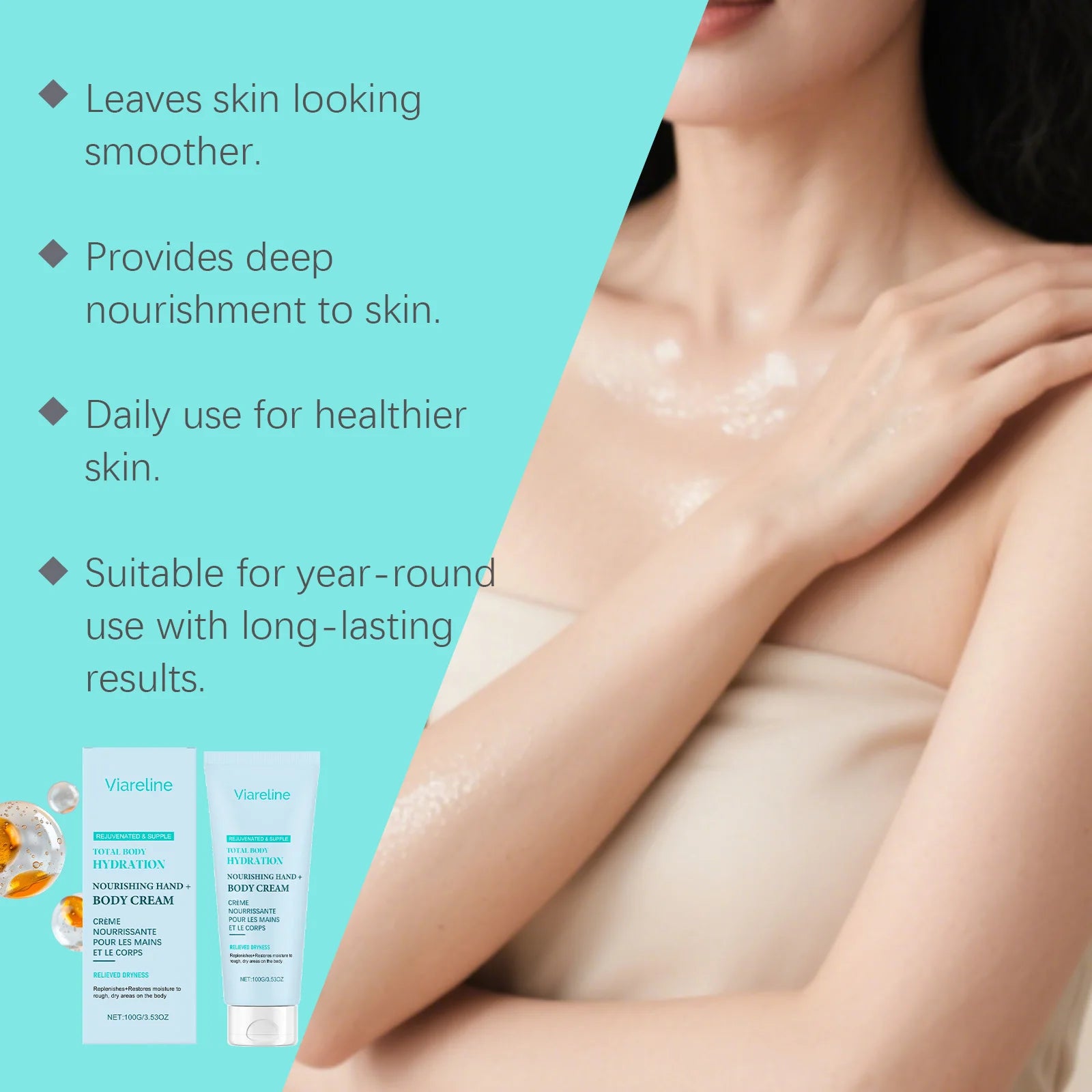 100G Body Lotion Mild Moisturizing Nourishing Balance Skin Tone Enhance Smoothness Anti-oxidant Soften Glowing Body Care Cream Oasis Select