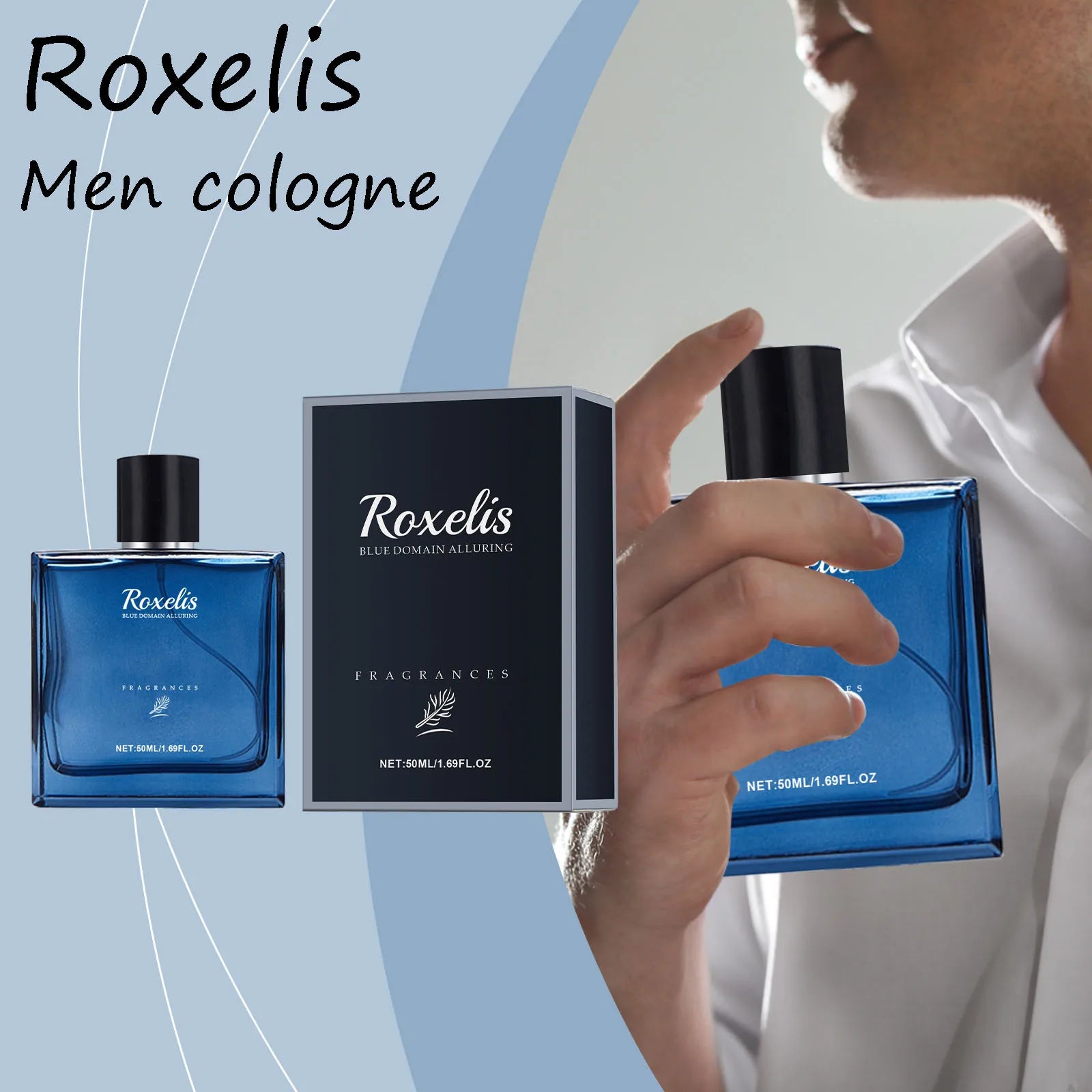 Roxelis Men Cologne Perfume Enhance Charm Elegant Aroma Flirting Romantic Dating Lasting Fresh Wood Scent Blue Domain Perfume Oasis Select