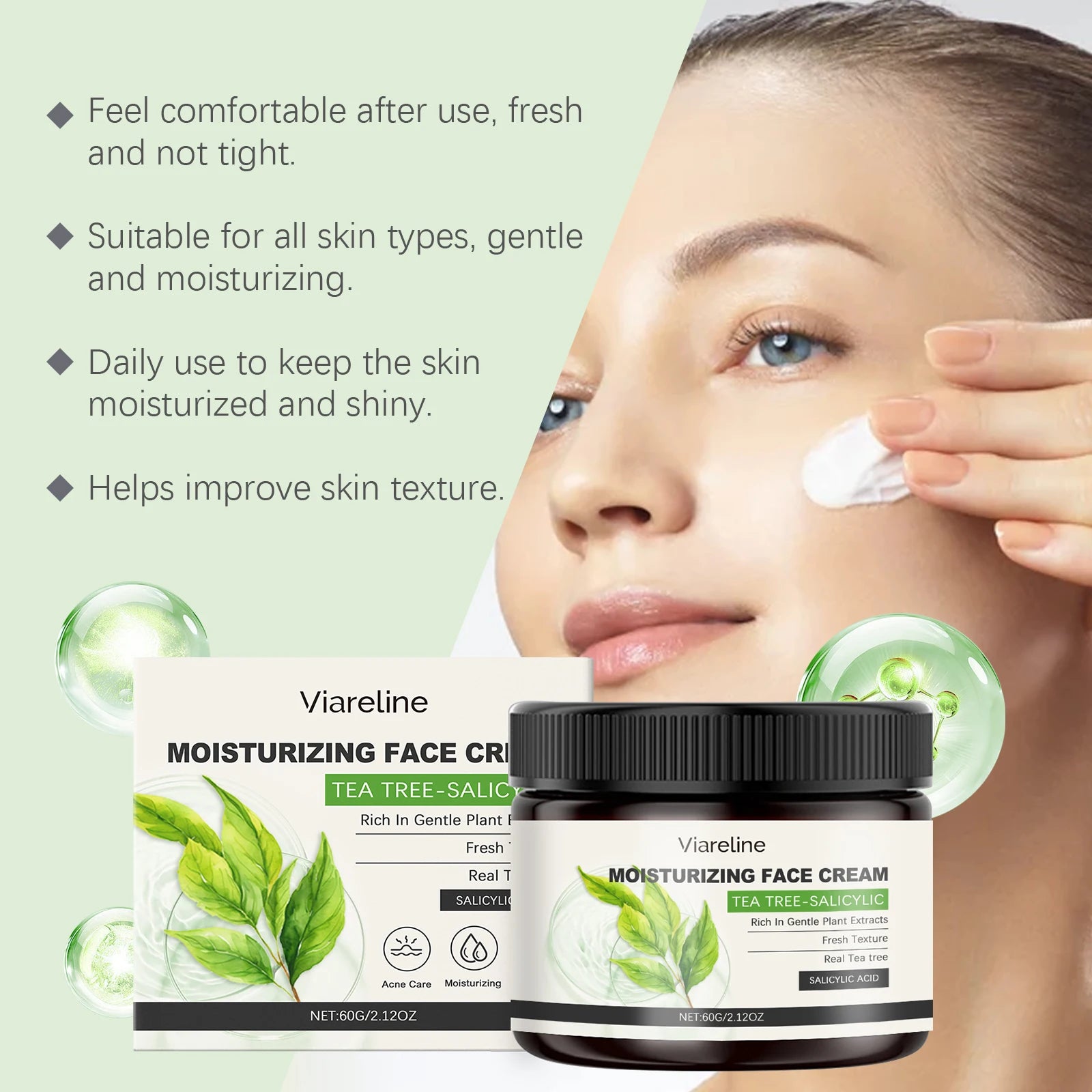 60G Salicylic Acid Facial Cream Gentle Moisturizing Refines Pores Brightening Improve Roughness Smoothing Non-greasy Face Lotion Oasis Select