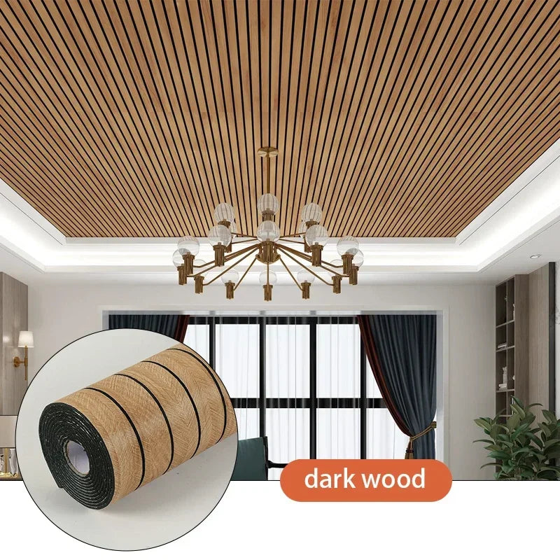 40cm X 3m Roll Of Self-Adhesive Foam Wall Stickers Peelable 3D Wall Stickers Easy To DIY Suitable For Ceiling And Living Rooms. Oasis Select dark wood 40cmX3m