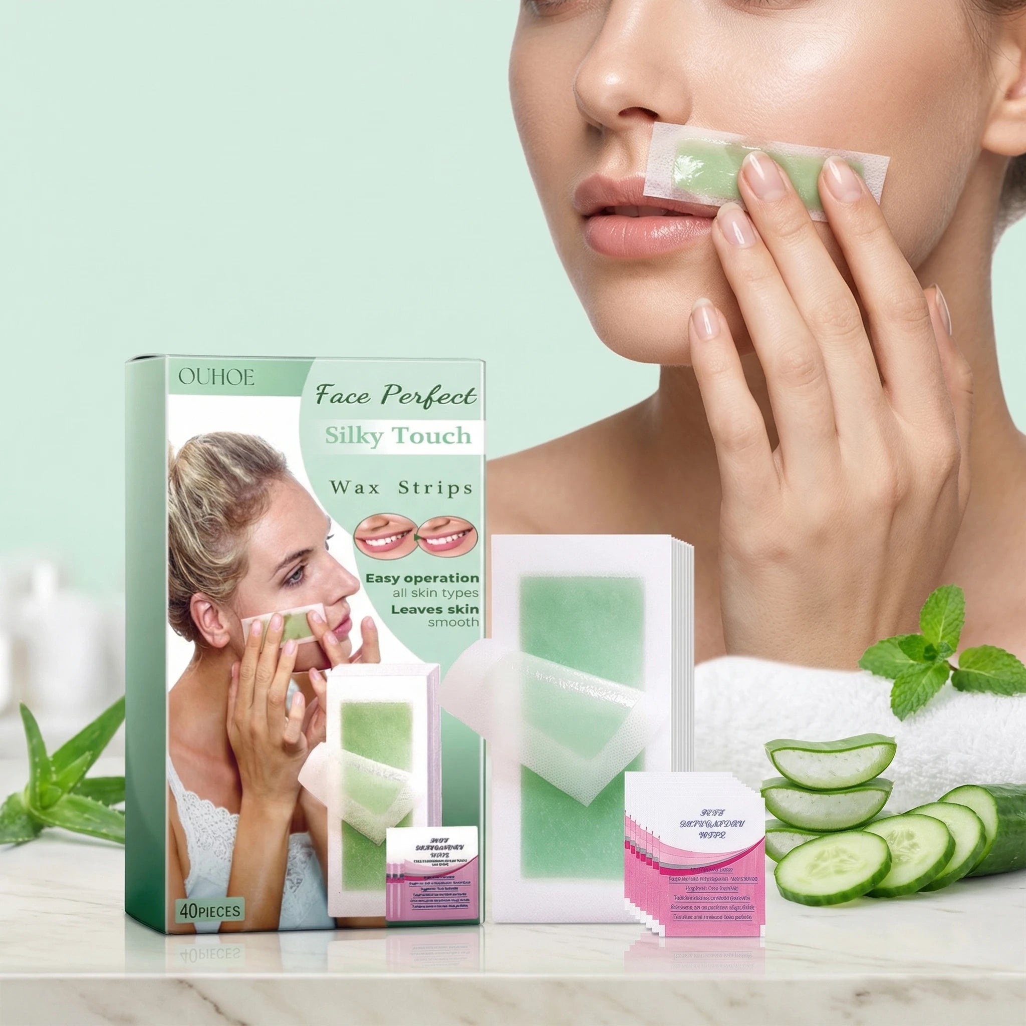 40PCS Face Hair Removal Wax Strips Moisturizing Gentle Silky Remove Hair Non-irritating Refreshing Hair Remover for Face & Lips Oasis Select United States