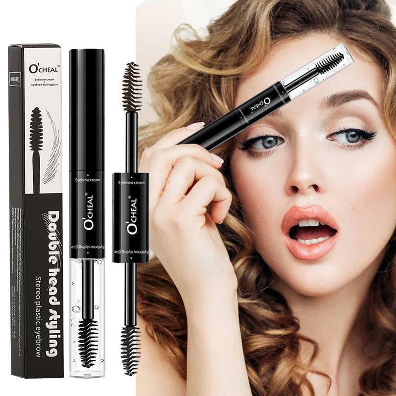 O'cheal 2 In 1 Mascara Double Head Black Curled Lashes Mascara Eyebrow Styling 3D Feathery Wild Brow Wax Eyebrows Brush Mascara Oasis Select