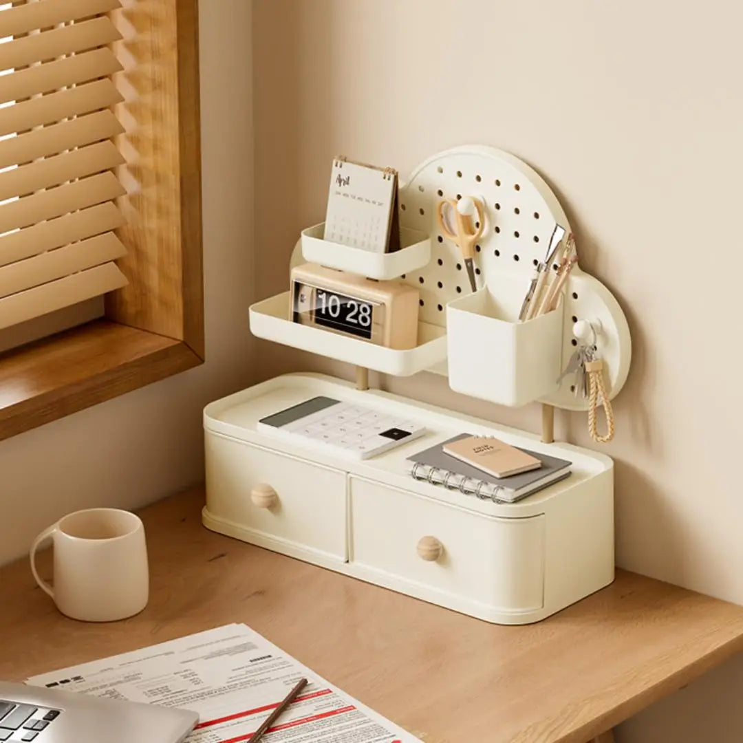 Desk Organizer—Cloud-shaped, multi-compartment, expandable plastic storage box, ideal for the home, office, bathroom, and bedroo Oasis Select