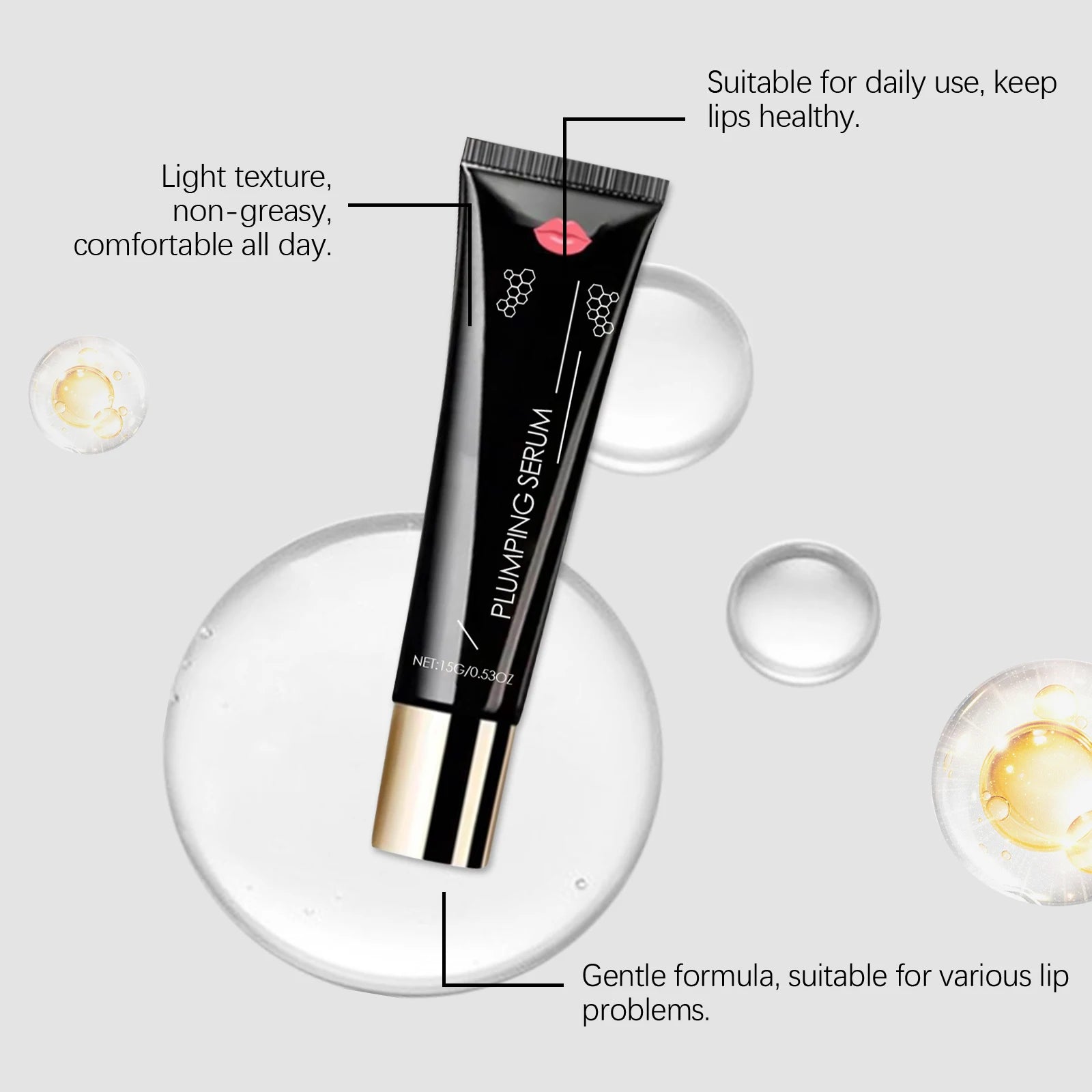 15g Hydrating Nourishing Lip Oil High Shine Lip Gloss Non-sticky Long Lasting Moisturize Smoothing Lip Care Oil for Daily Use Oasis Select
