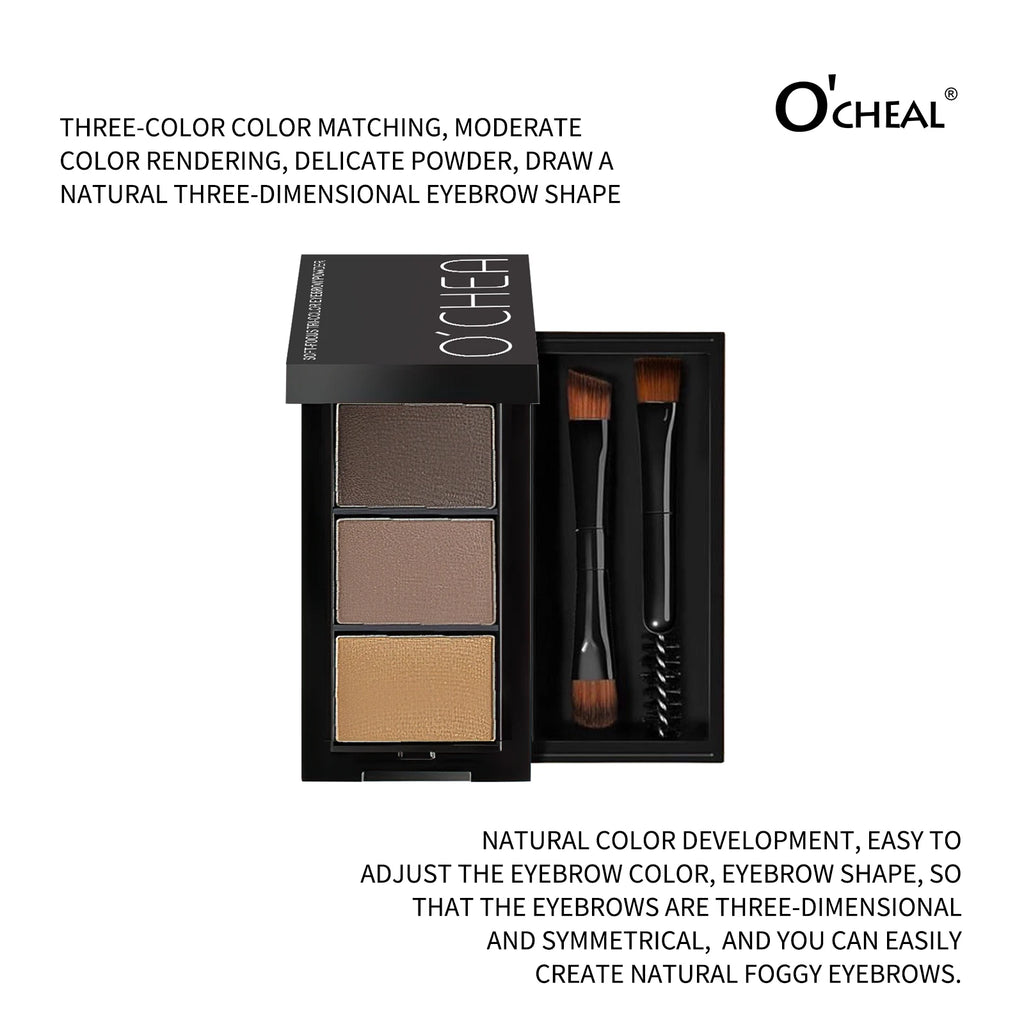 O'Cheal 3-Color Waterproof Eyebrow Powder Palette with Brush