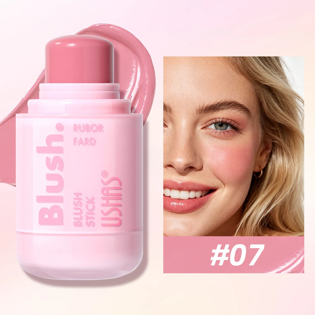 USHAS Cream Blush Stick – Dewy Glow, Waterproof & Long-Lasting