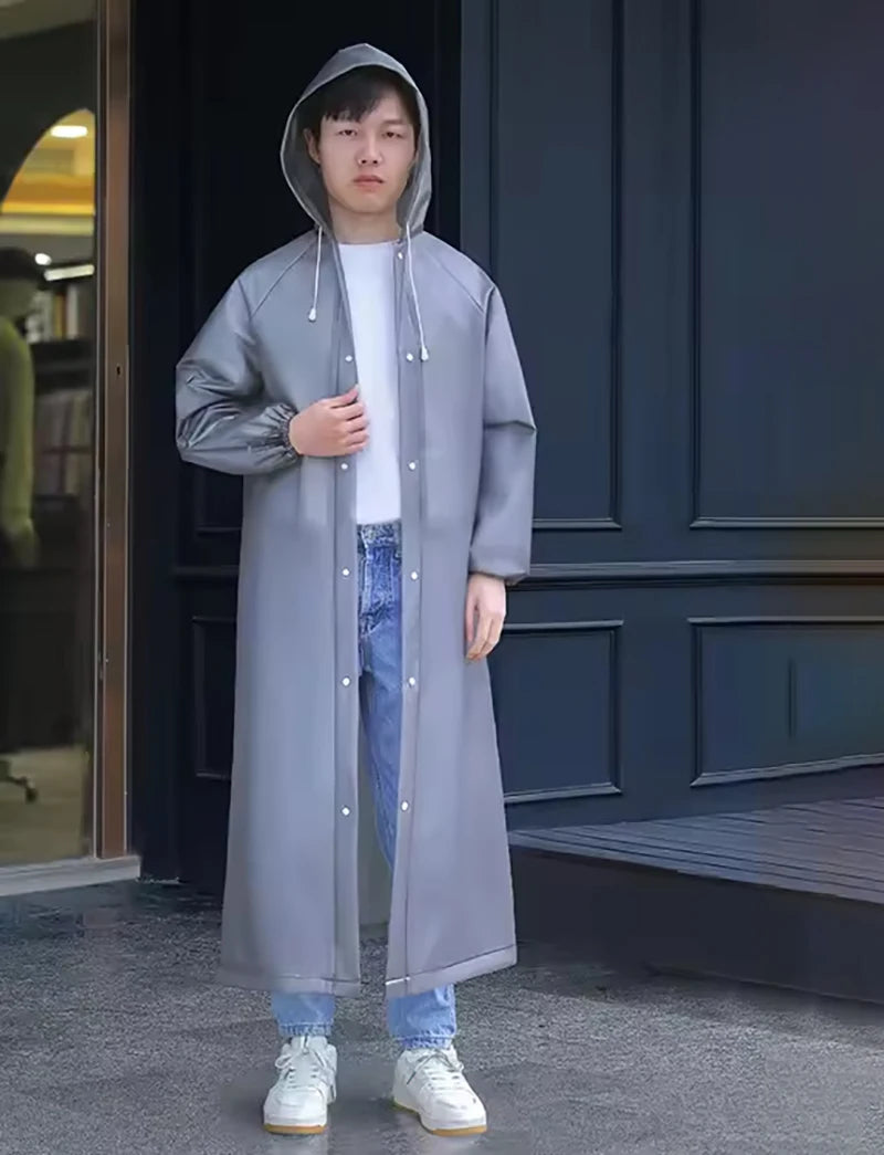 Waterproof EVA Long Raincoat for Adults Unisex Travel Hooded Raincoat with Drawstring Suitable for Fishing and Camping Oasis Select