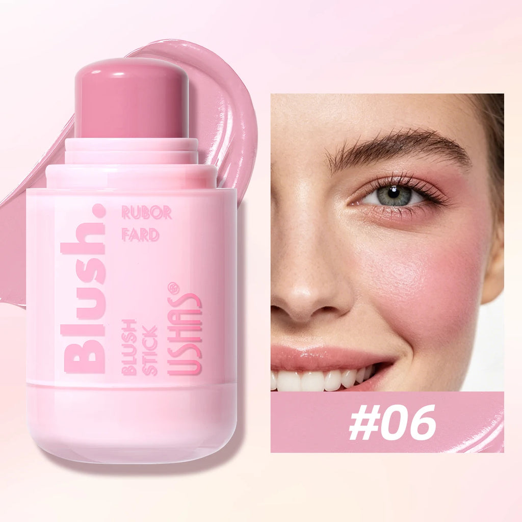 USHAS Cream Blush Stick – Dewy Glow, Waterproof & Long-Lasting