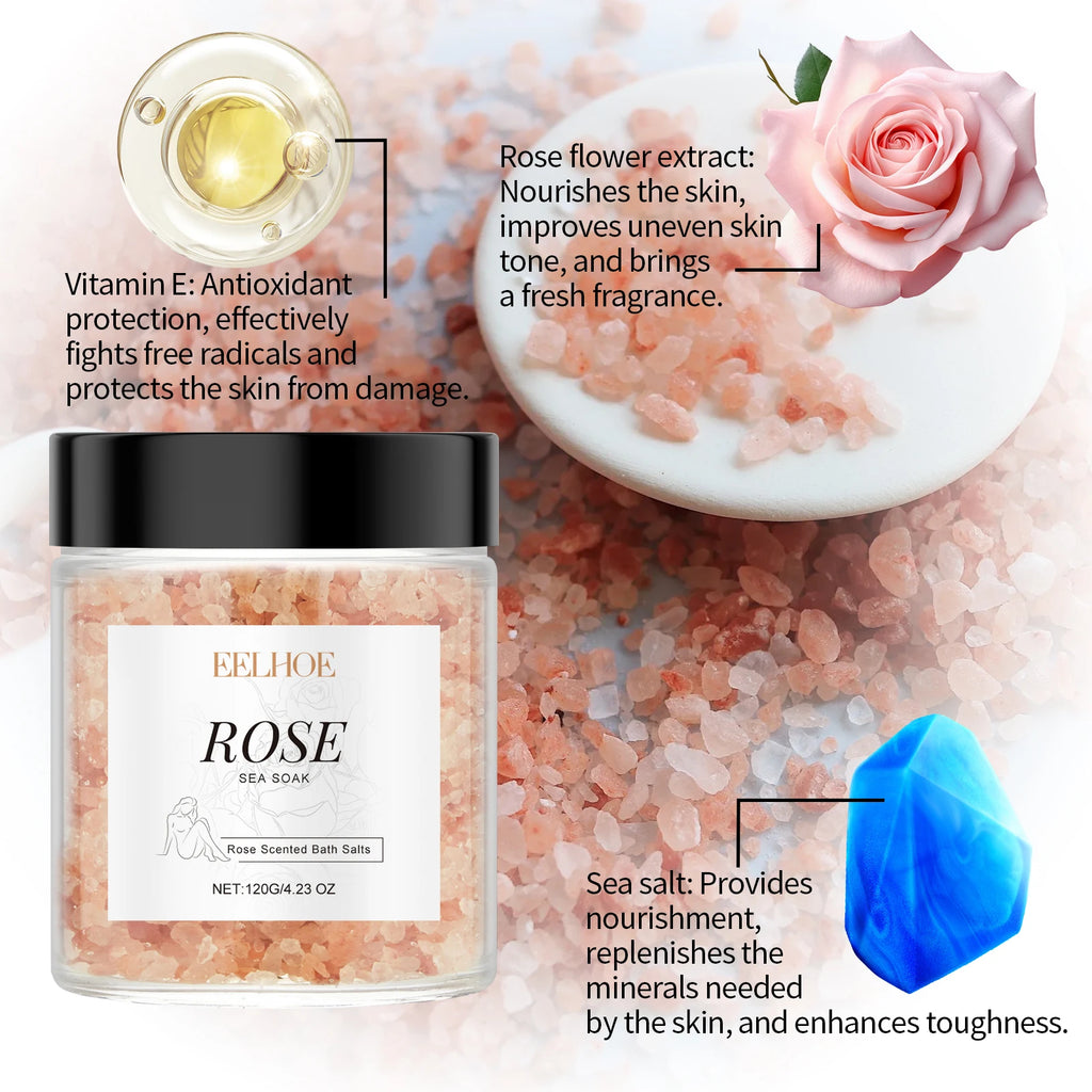 Rose Body Bath Salt 120g – Moisturizing Pore-Cleansing Soak Body Bath Salt Oasis Select