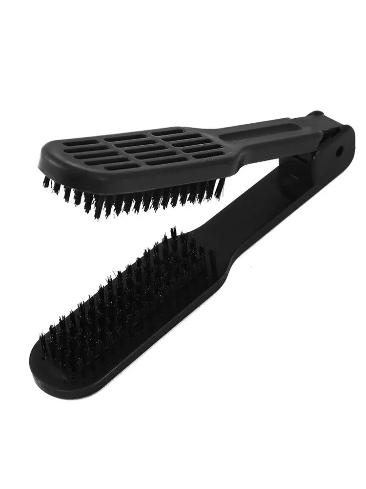 V-Type Wooden Handle Hair Straightener Comb | Anti-Static Hair Styling Comb Oasis Select 273-Black