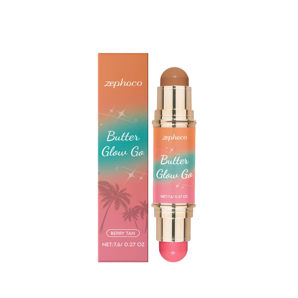 2 in 1 Grooming Makeup Stick Double Headed Bronzer Blush Non-sticky Light Soft Lasting Makeup Glow Makeup Contourining Stick Oasis Select 02 United States