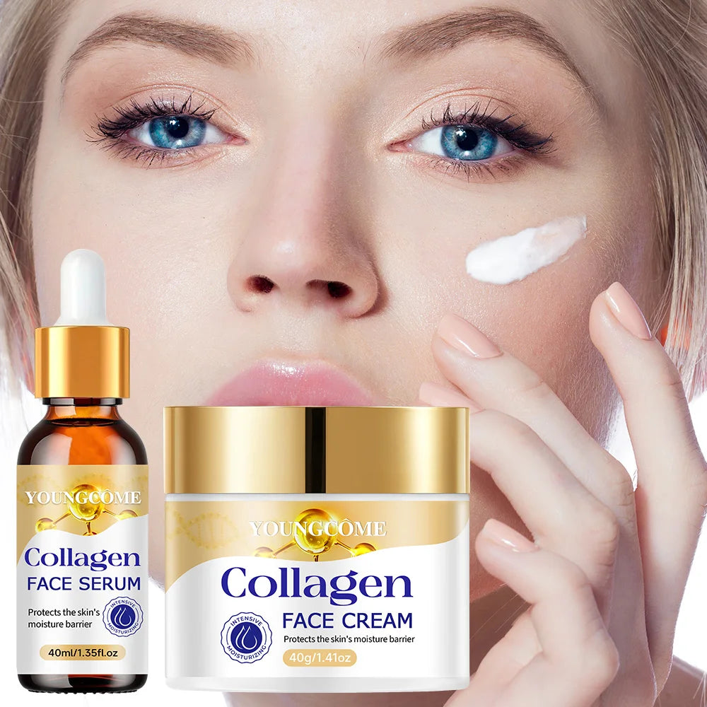 YOUNGCOME Collagen Cream & Serum Set – Vitamin E Moisturizing Face Cream & Serum Set Oasis Select