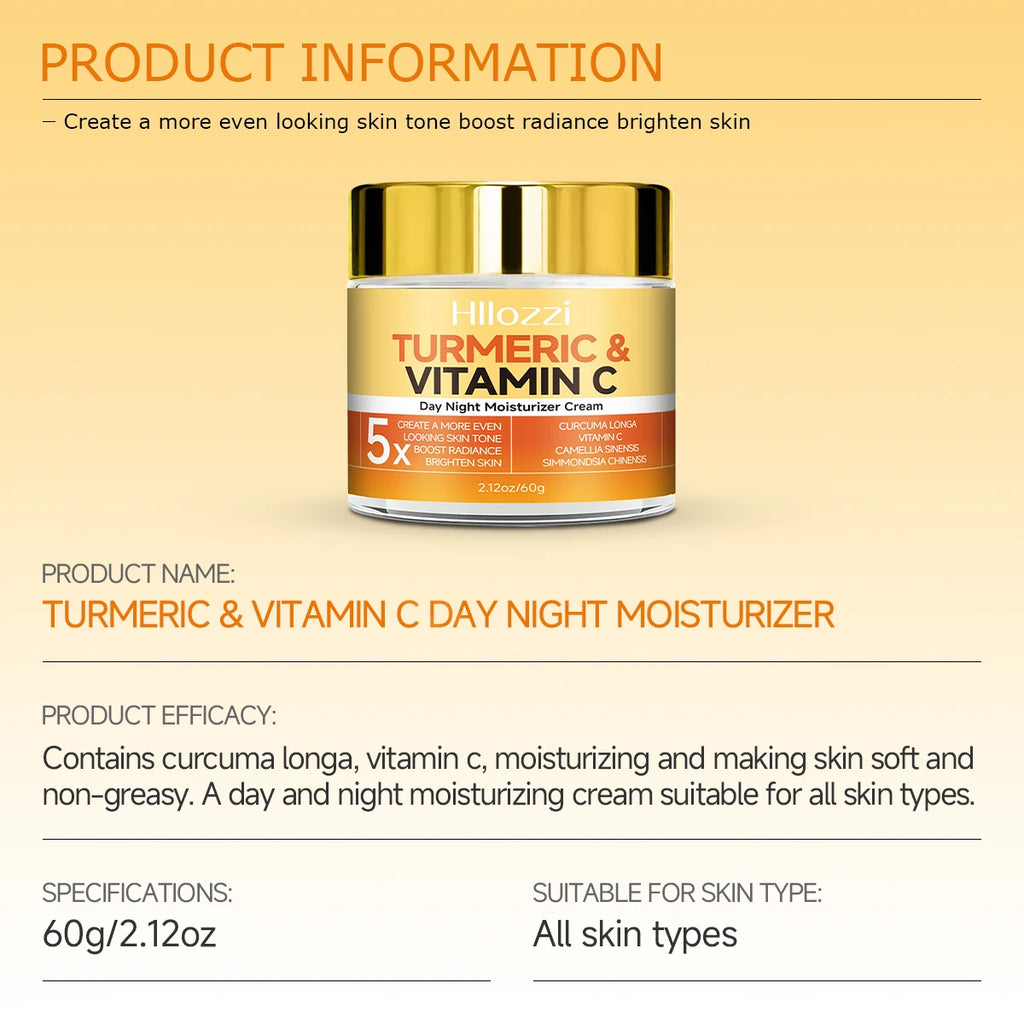 Turmeric&Vitamin C DayNight Moisturizer Cream Hydrating, Firming, Brightening, Smoothing, Repairing Hyaluronic Acid Oasis Select
