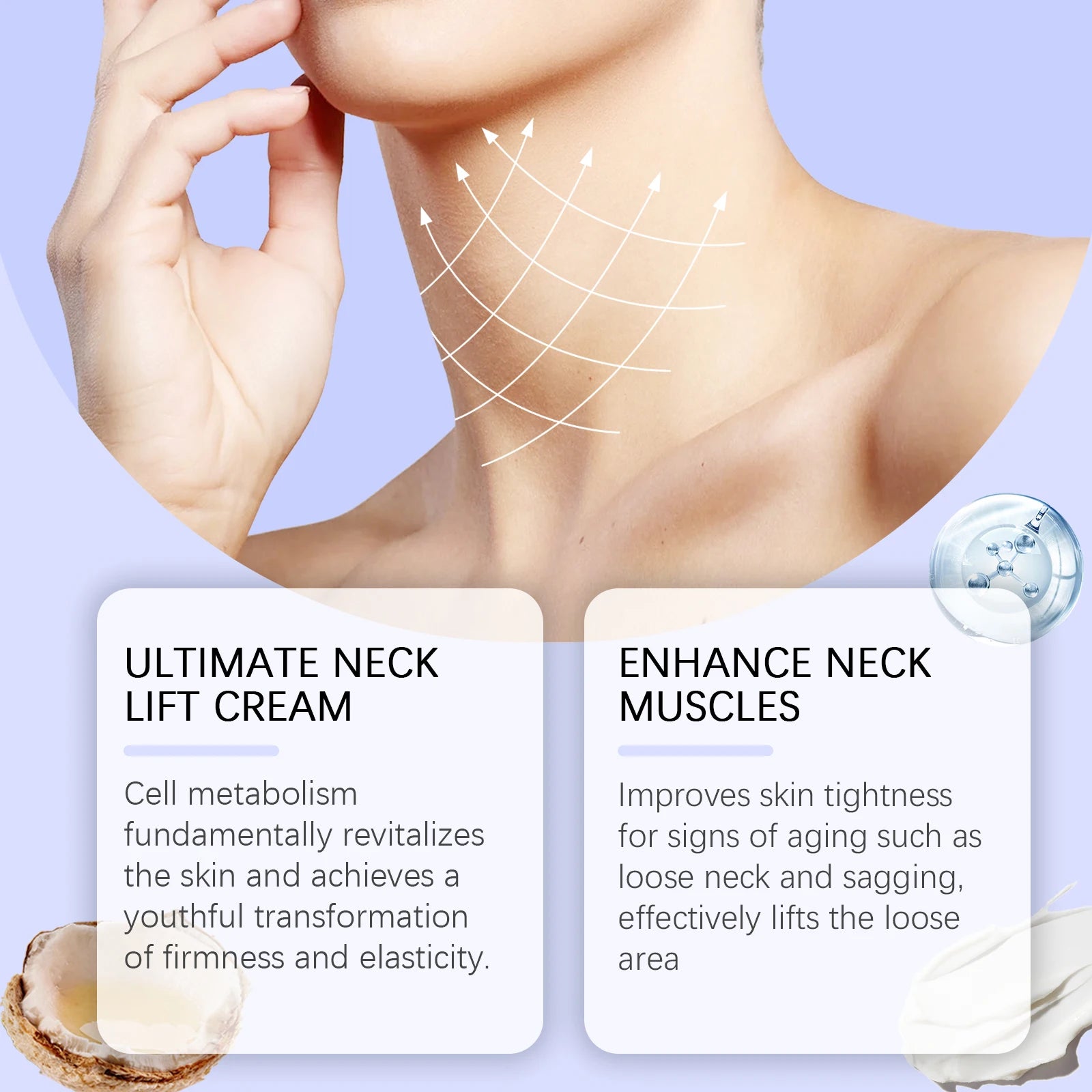 50g Neck Care Cream Deep Nourishing Boosts Skin Elasticity Refreshing Non-greasy Tightening Lifting Fade Fine Lines Hydrating Neck Care Lotion Oasis Select
