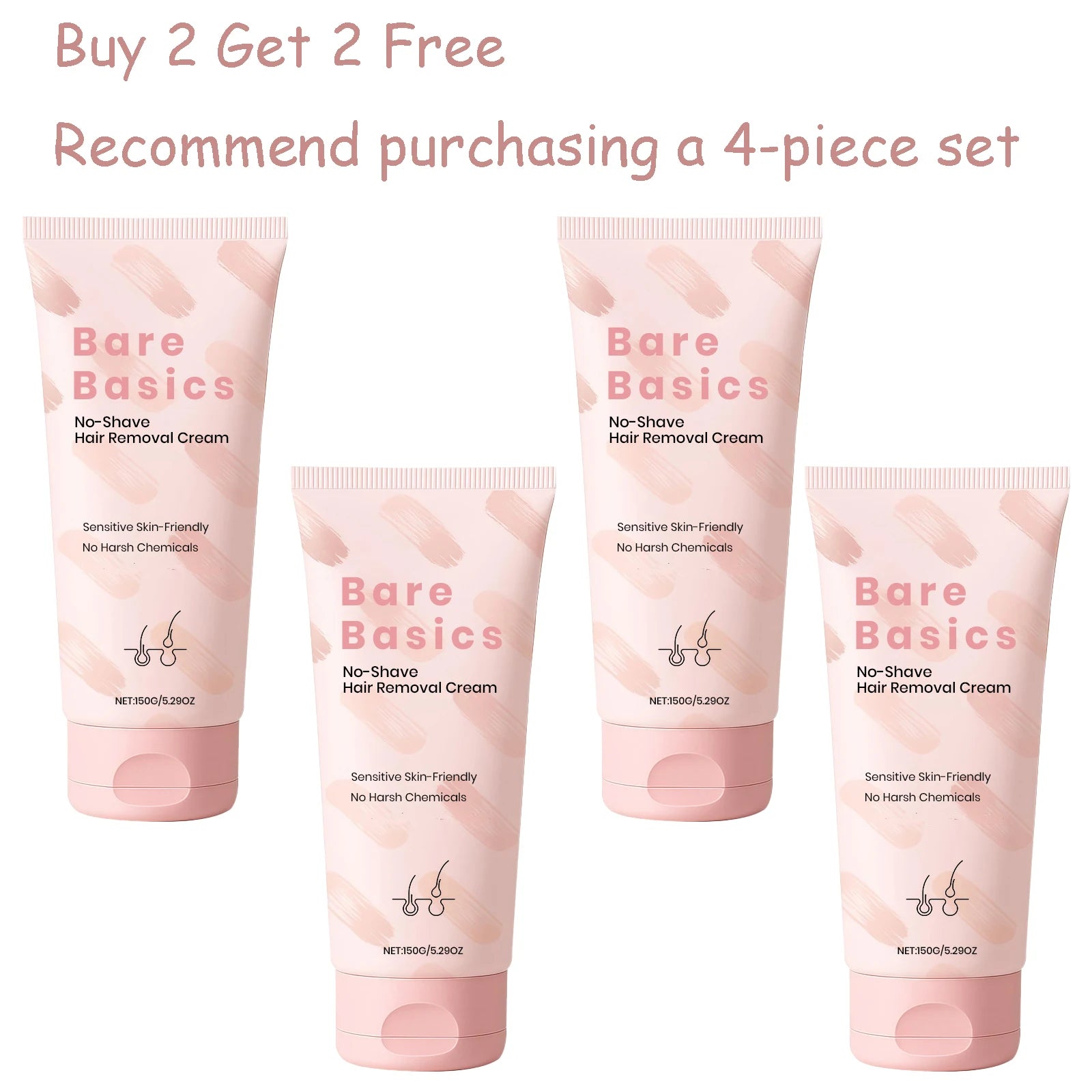 150G Body Hair Removal Cream Sensitive Skin-friendly Gentle Cleaning Refine Pores Refreshing Relief Discomfort Easy Hair Remover Oasis Select 4 pcs United States