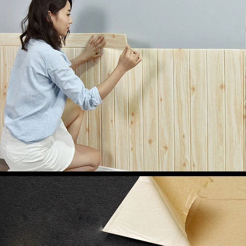 10Pcs 35*35cm Bedroom Decoration Wallpaper 3D Background Wall Stickers Self Adhesive Living Room Waterproof Wood Grain Home Oasis Select