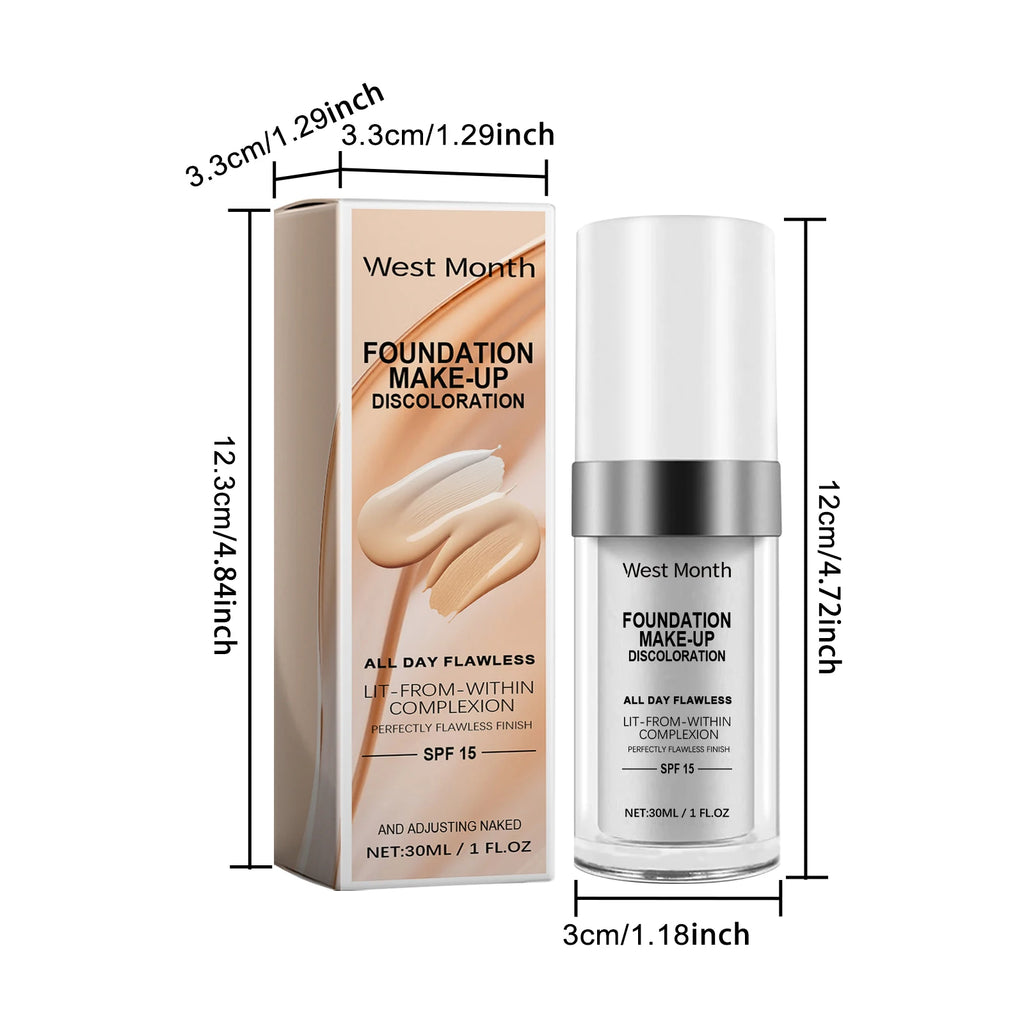 West Month Color Changing Foundation Full Coverage Concealer Foundation Long Lasting Makeup Waterproof Oil Control Matte Makeup Oasis Select