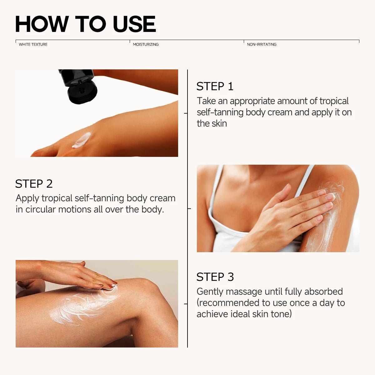 self-tanning lotion can be used on all parts of the face and body to hydrate and moisturize. faster and deeper tanning effects Oasis Select