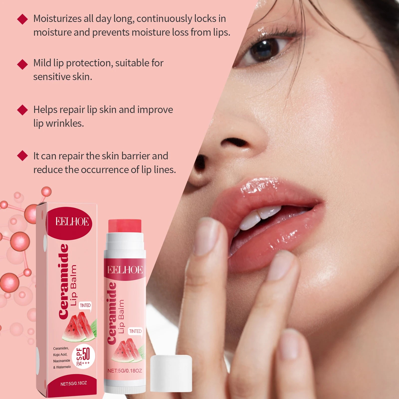 5G Watermelon Lip Balms Moisturizing Fade Fine Lines Nourishing Enhance Smoothness Repairing Damaged Skin Improve Gloss Non-greasy Lip Plumping Balm Oasis Select