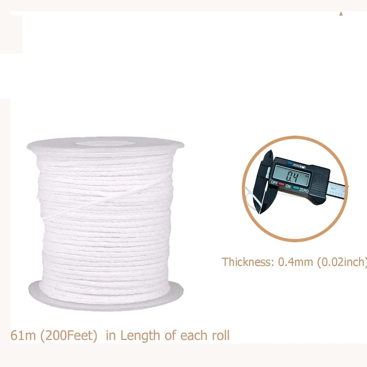 2 Rolls Candle Wick 61m Cotton Candlewick Core Braided Wick for Candle DIY and Making