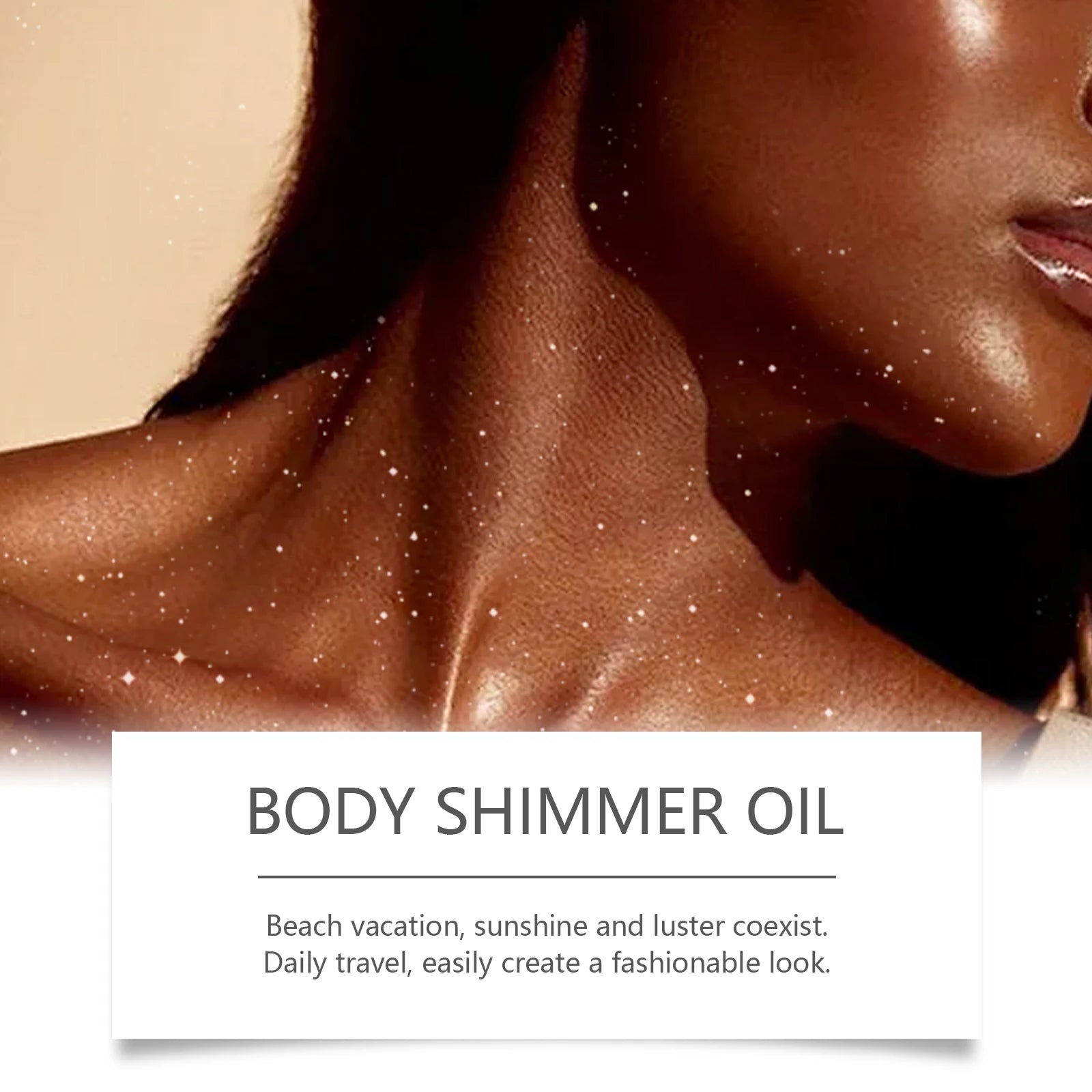 EELHOE Body Oil with Shimmer Brighten Glitter Face Contour Highlighter for Body Smooth Bronzer Liquid Illuminator Makeup 100ml Oasis Select