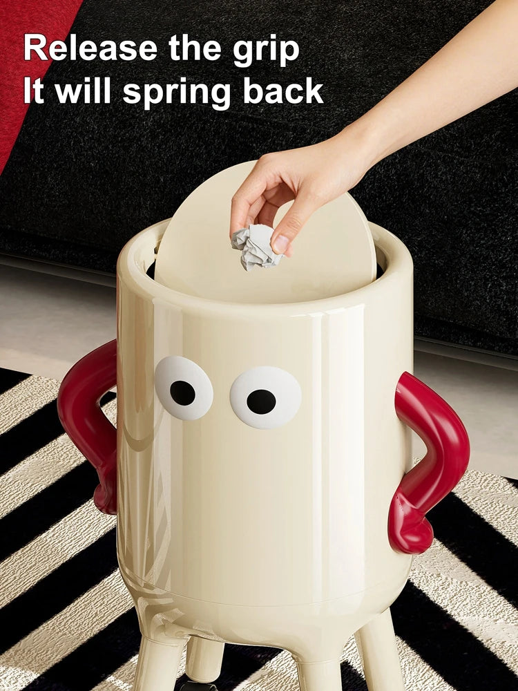 Trash can, large-capacity lidded wastebasket, featuring a figure with hands on hips, ideal for home decor, kitchen trash can, ba Oasis Select