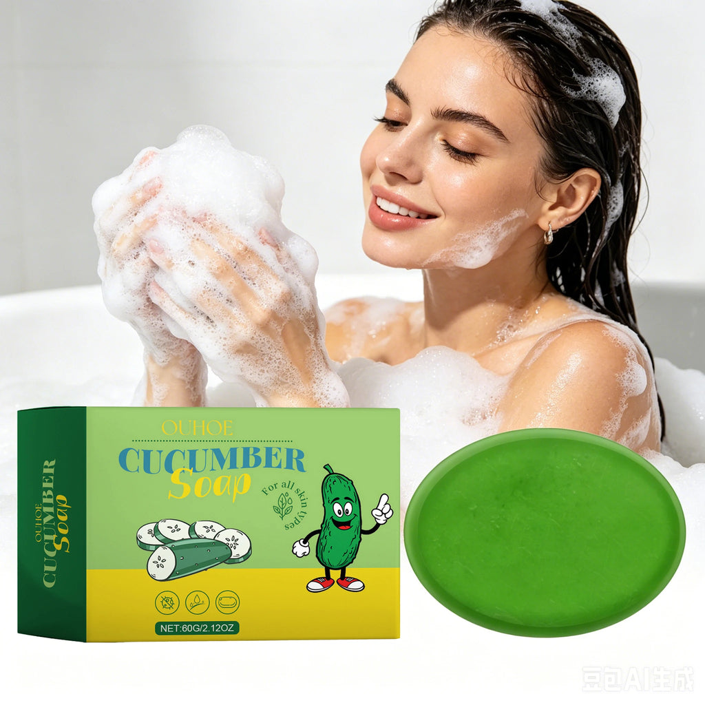 60G Cucumber Bathing Soap Deep Cleaning Pores Oil Control Refreshing Moisturizing Non-tight Enhance Smoothness Bathing Body Soap Oasis Select