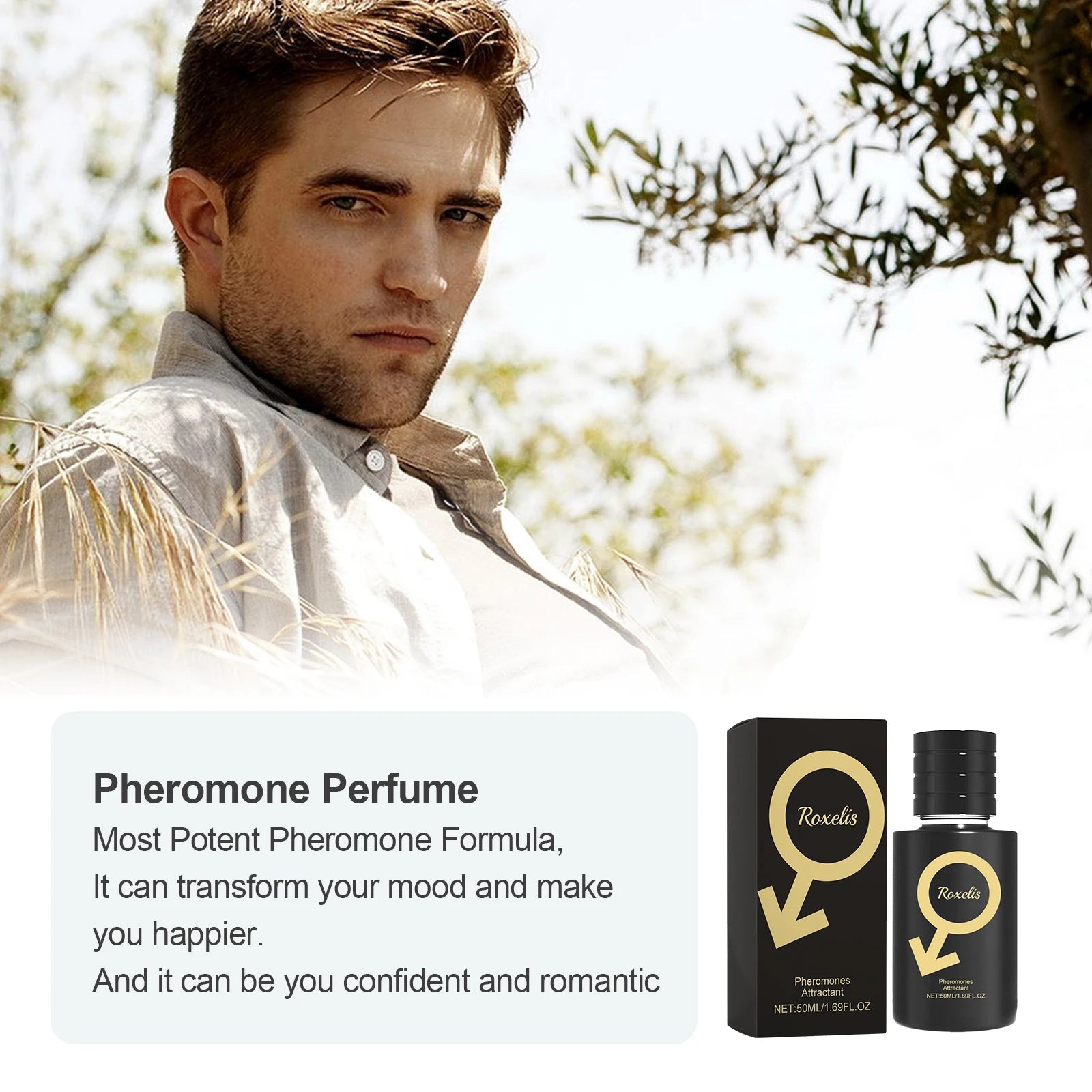 Roxelis Men Pheromone Perfume for Daily Dating Bussiness Party Charming Attract Women Enhance Confidence Lasting Perfume 50ml Oasis Select