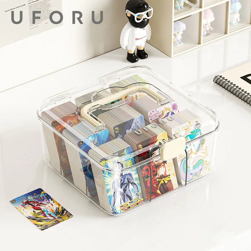 Card organizer, large-capacity multi-tier storage box with lid, stylish transparent design, perfect for storing all kinds of ite Oasis Select