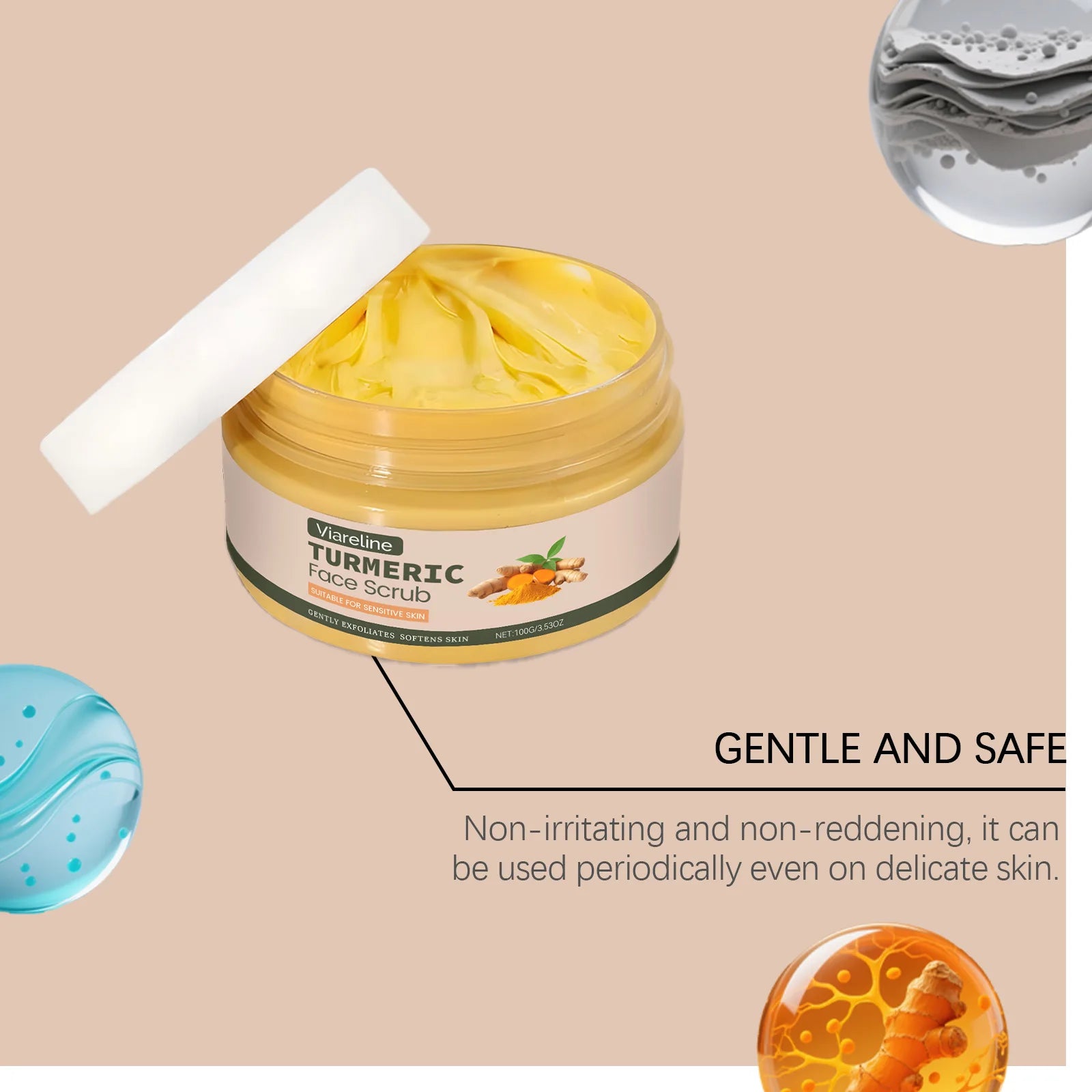 100G Turmeric Keratin Facial Scrub Gentle Cleaning Pore Exfoliating Dead Skin Enhance Smoothness Nourishing Softening Skin Scrub Oasis Select