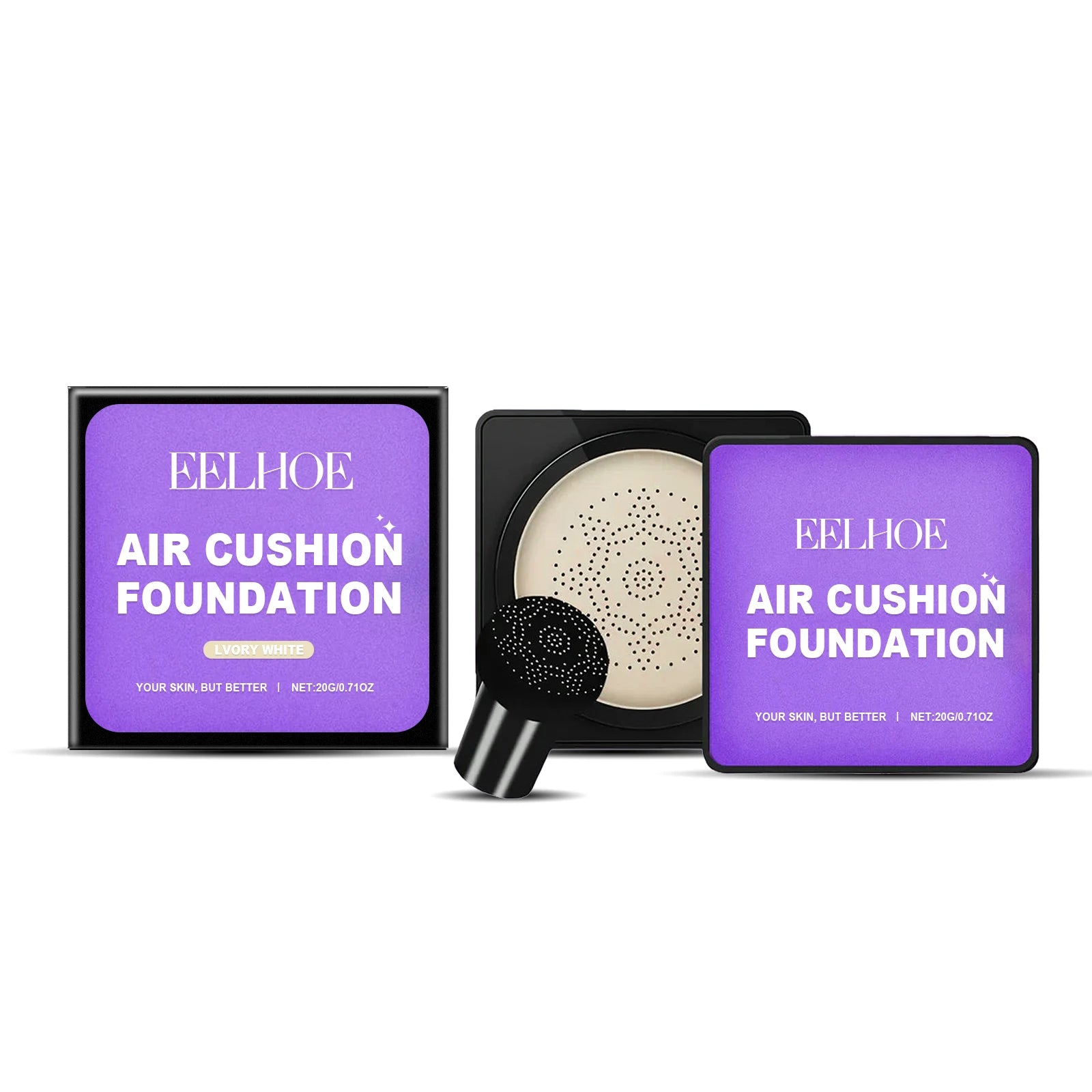20g Mushroom Head Air Cushion Foundation Moisturizing Concealer Sunscreen Nourishing Long-wearing Natural Glow Makeup Base Oasis Select Ivory white United States