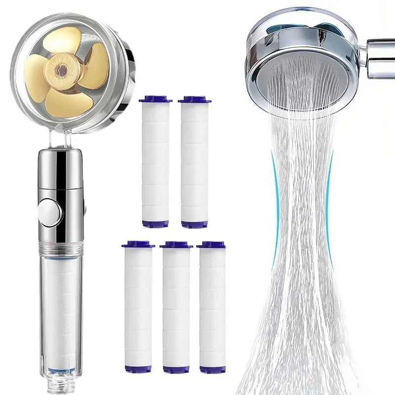 360° Turbine Handheld Shower Head – High Pressure & Water Saving