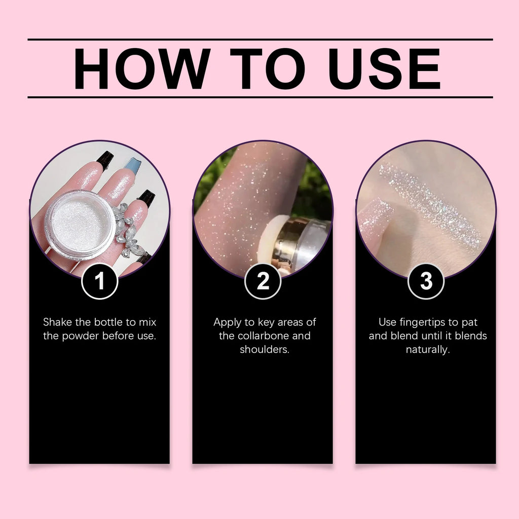 3g Body Pearl Highlighter with Fine Shimmer Hydrating Smooth Texture Lasting Shine Sweatproof Non-sticky Glowing Glitter Powder Oasis Select