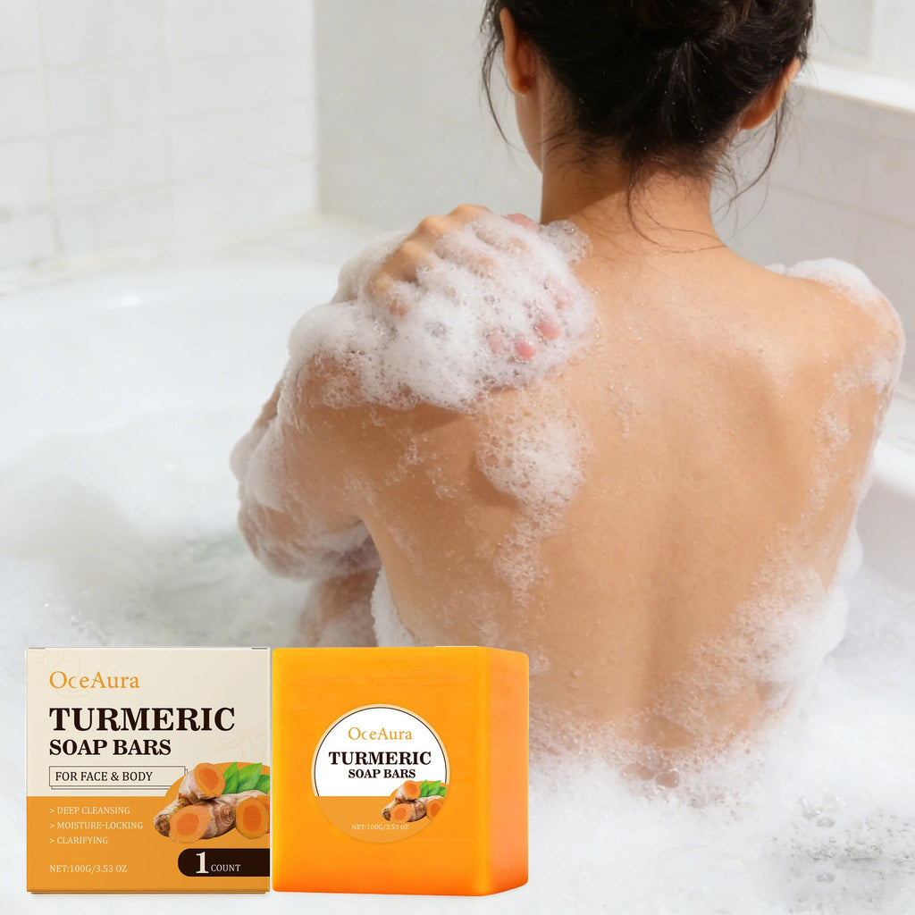100G Turmeric Body Cleaning Soap Gentle Remove Dead Skin Deep Moisturizing Oil Control Improve Smoothness Softening Body Soap Oasis Select
