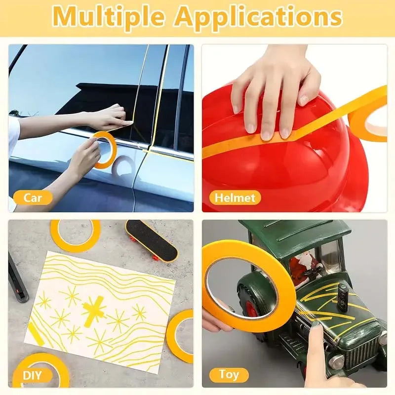 2pcs 13mm Yellow Masking Tape Adhesive Tape Textured Paper Car Paint Decoration Seamless Hand Tear Without Mark For Painting Oasis Select