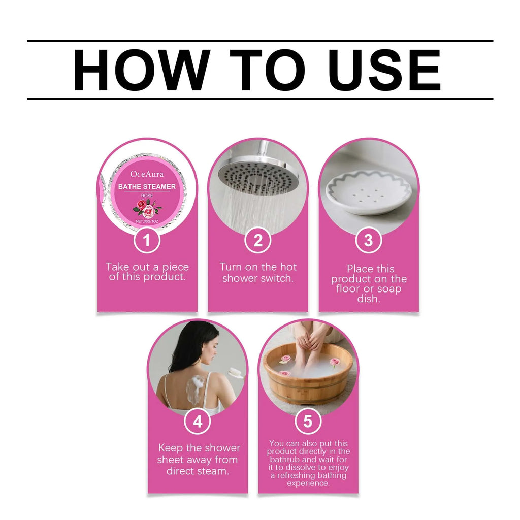 180G Rose Body Bathing Steamer Tablets Gentle Cleaning Body Lasting Fragrance Relaxing Mood Improve Comfortable Body Bath Tablet Oasis Select