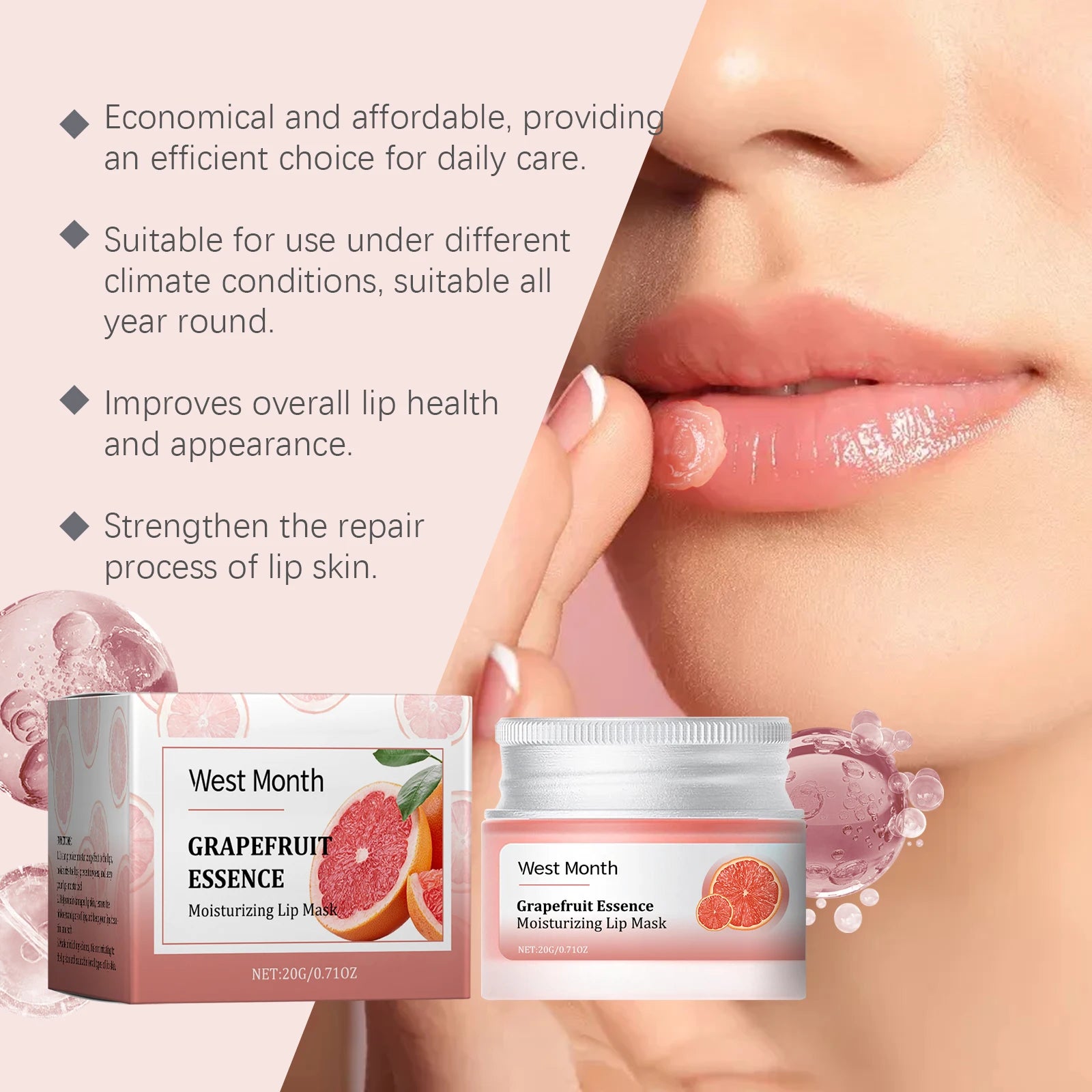 20G Grapefruit Essence Lip Mask Deep Moisturizing Fade Fine Lines Improve Skin Texture Smoothing Restoring Gloss Nourishing Gloss Lip Mask Oasis Select