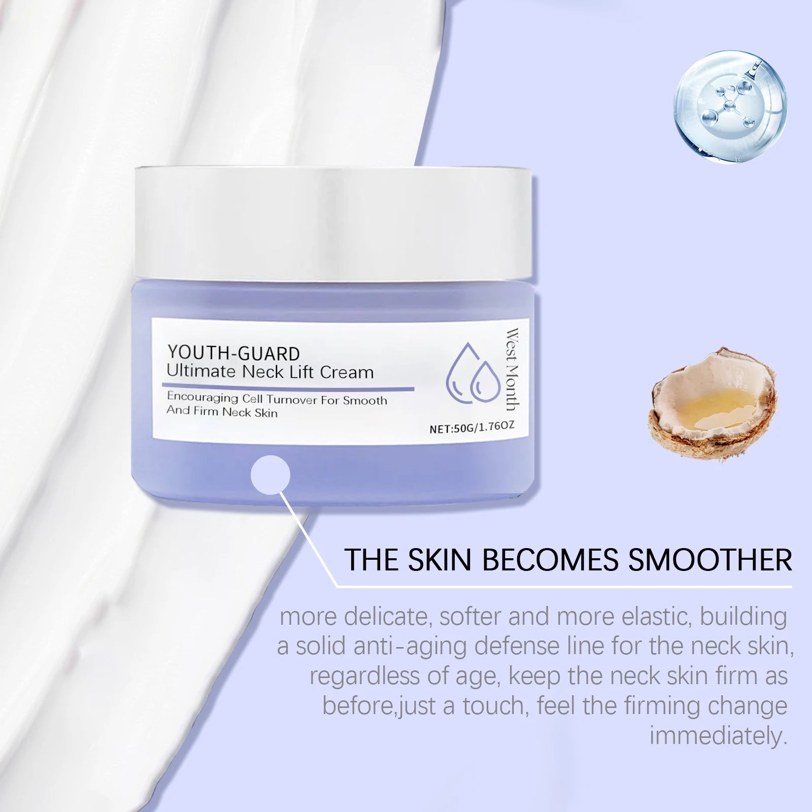 50g Neck Care Cream Deep Nourishing Boosts Skin Elasticity Refreshing Non-greasy Tightening Lifting Fade Fine Lines Hydrating Neck Care Lotion Oasis Select