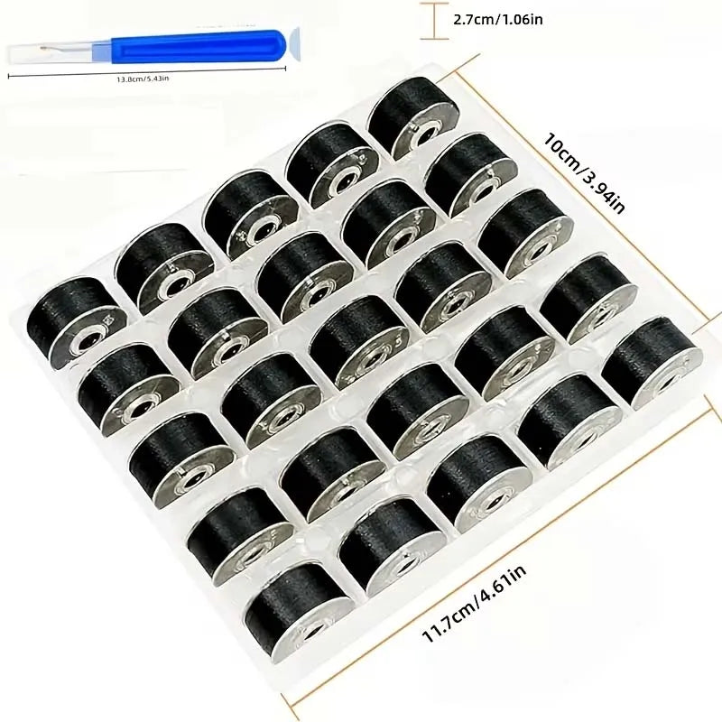 25-Pack Prewound Bobbins for Brother – Class 15 SA156 90WT