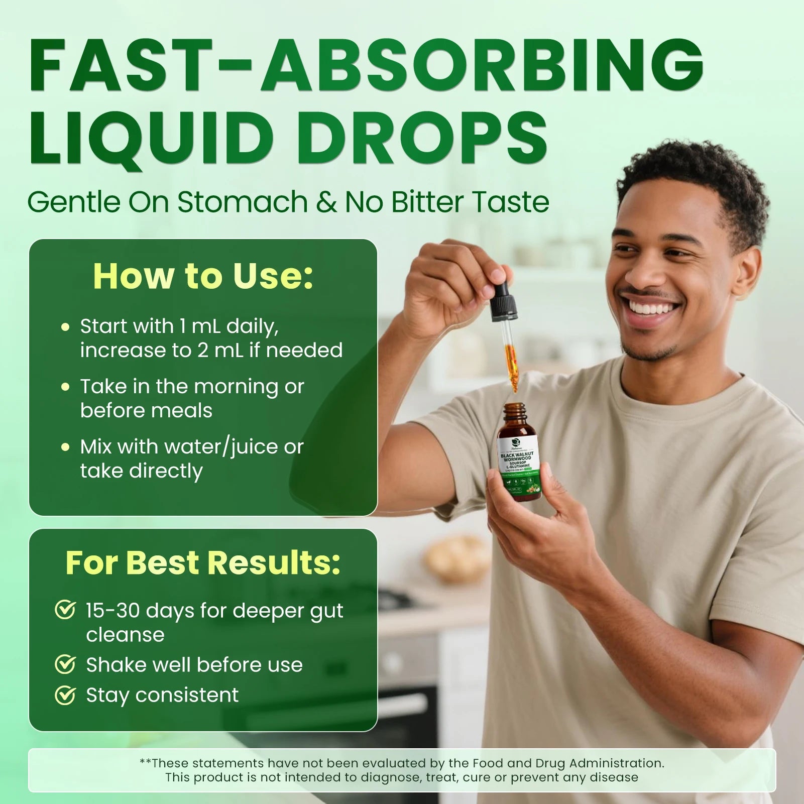 Lukaree Wormwood Black Walnut Soursop Drop with Prebiotics Gut Digestive Health Comfort Mood,Immune Support Vegan Gluten-Free Oasis Select
