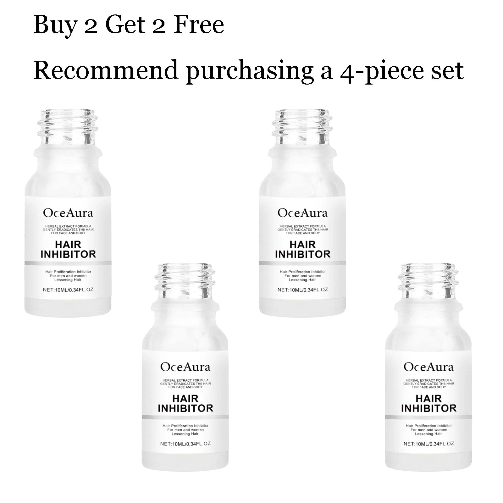 OceAura Hair Removal Serum – Gentle, Moisturizing, 10ml Hair Removal Serum Oasis Select 4 pcs United States
